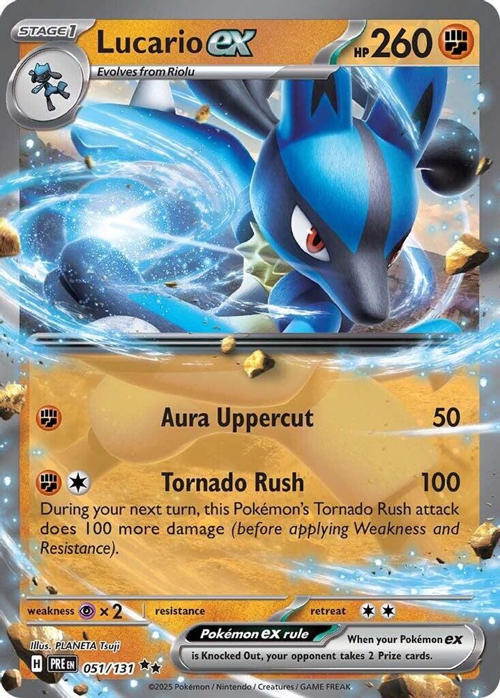 Lucario ex - 051/131 Prismatic Evolutions Double Rare Holo Pokemon - NM