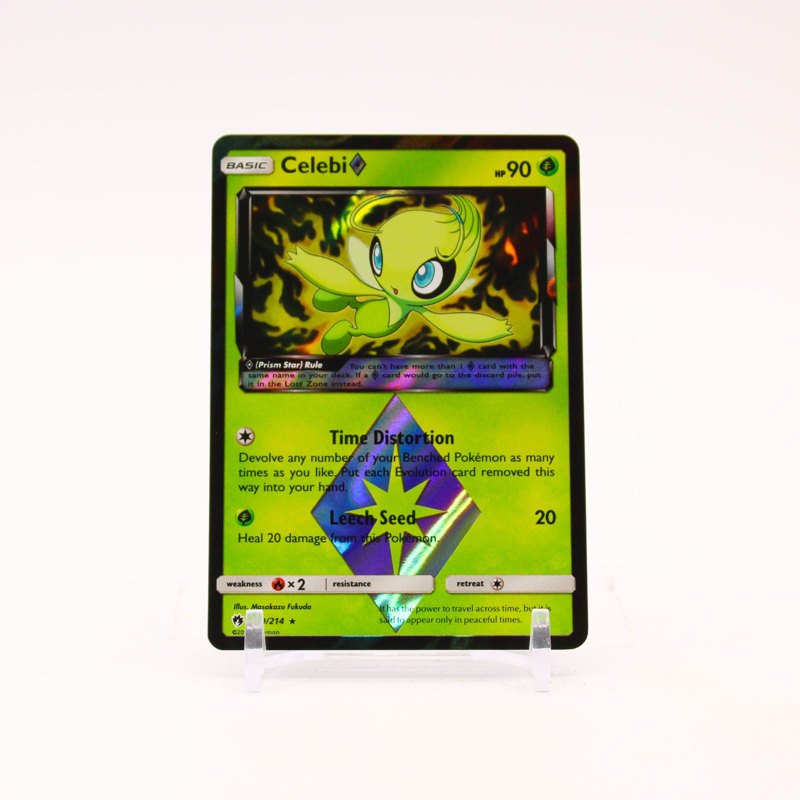 Celebi - 19/214 Lost Thunder Holo Prism Star Rare Pokemon - NM