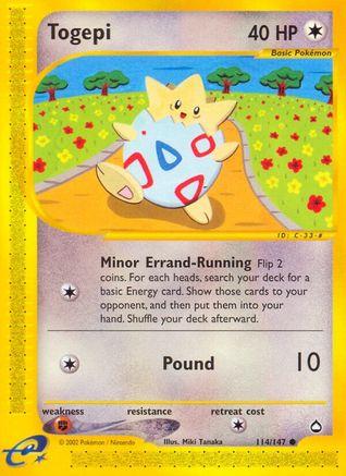 Togepi - 114/147 Aquapolis Common Pokemon - NM