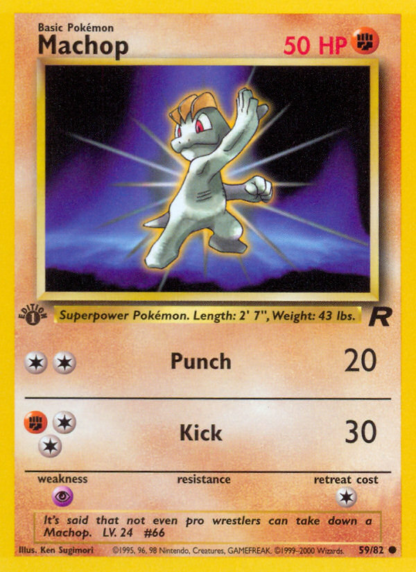 Machop - 59/82 Team Rocket Common 1st Edition Pokemon - NM