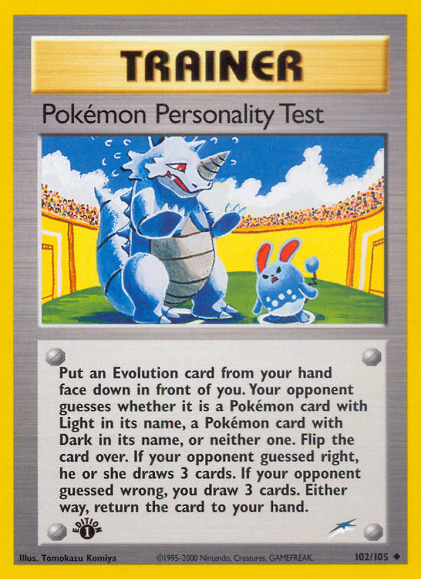 Pokemon Personality Test - 102/105 Neo Destiny Uncommon Unlimited Pokemon - NM