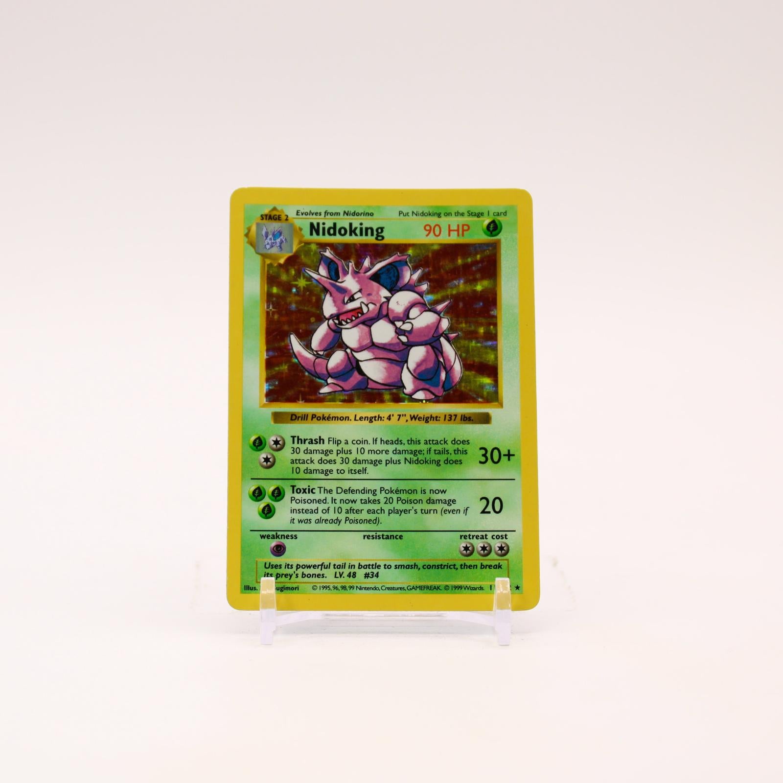 Nidoking - 11/102 Base Set Shadowless Holo Rare Pokemon - MP/HP