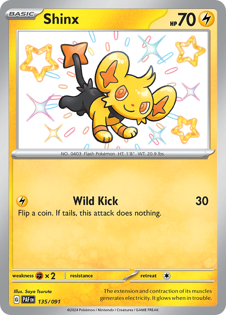 Shinx - 135/091 Paldean Fates Shiny Rare Holo Pokemon - NM