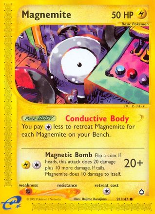 Magnemite - 91/147 Aquapolis Common Pokemon - NM