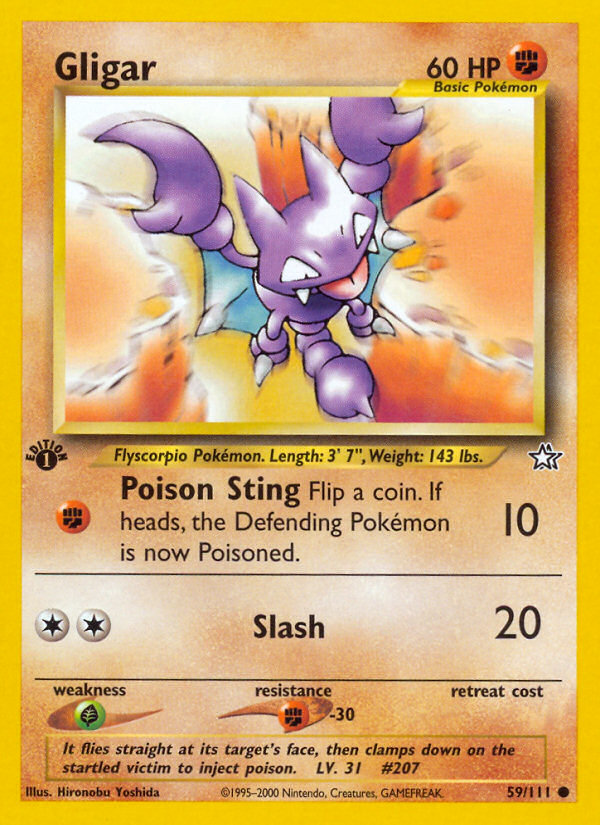 Gligar - 59/111 Neo Genesis Common Unlimited Pokemon - NM