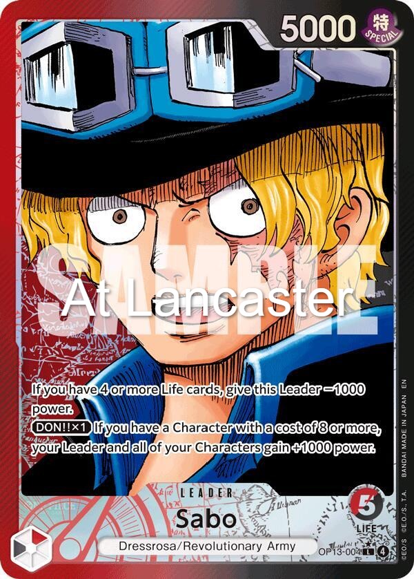 Sabo (004) (Alternate Art) - OP13-004 Carrying On His Will Leader One Piece - NM (Lanc)