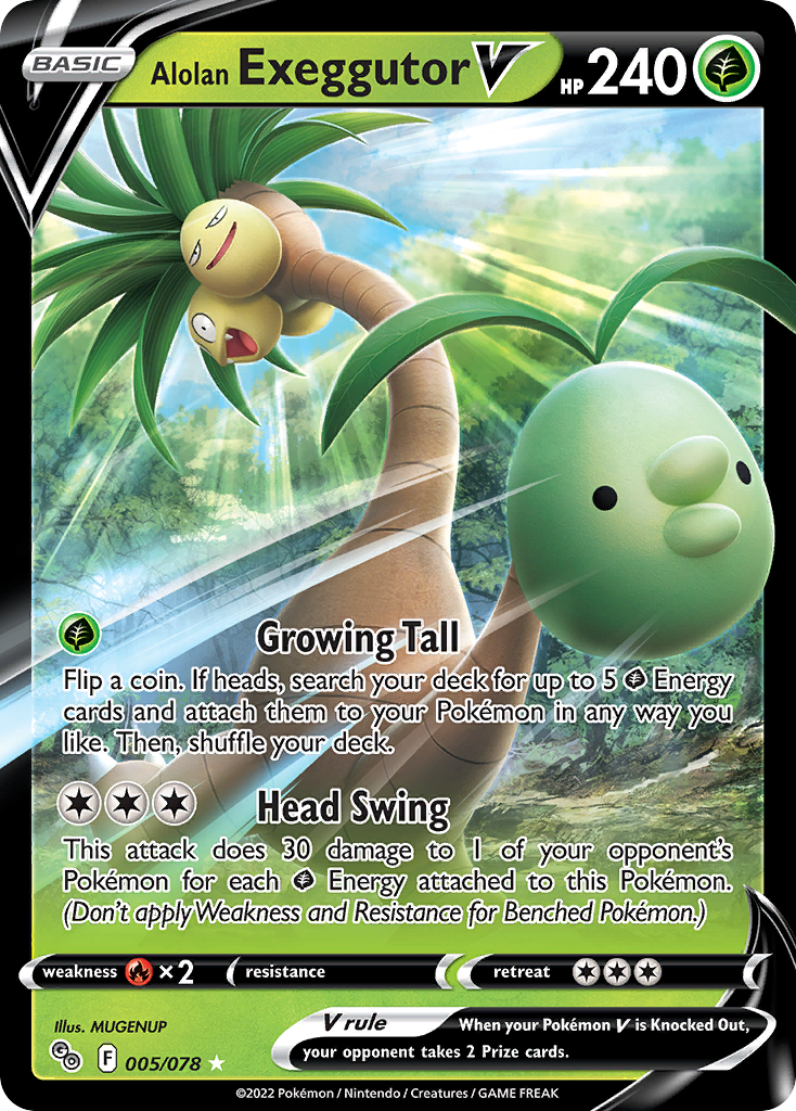 Alolan Exeggutor V - 005/078 Pokemon GO V Rare Holo Pokemon - NM