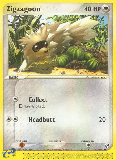 Zigzagoon - 85/100 Sandstorm Common Pokemon - NM