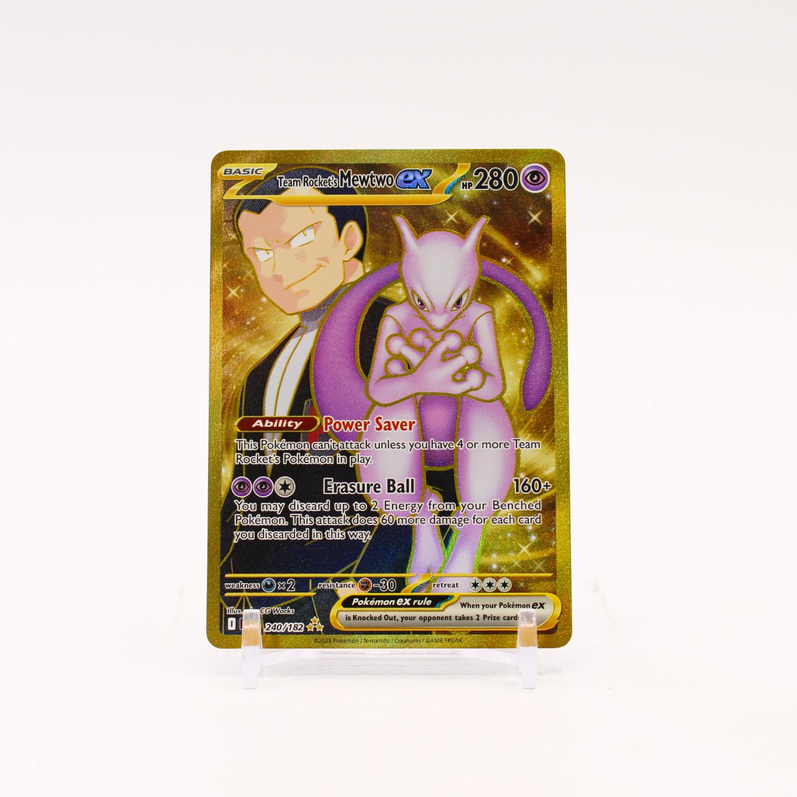 Team Rocket's Mewtwo ex - 240/182 Destined Rivals Holo Gold Pokemon - NM