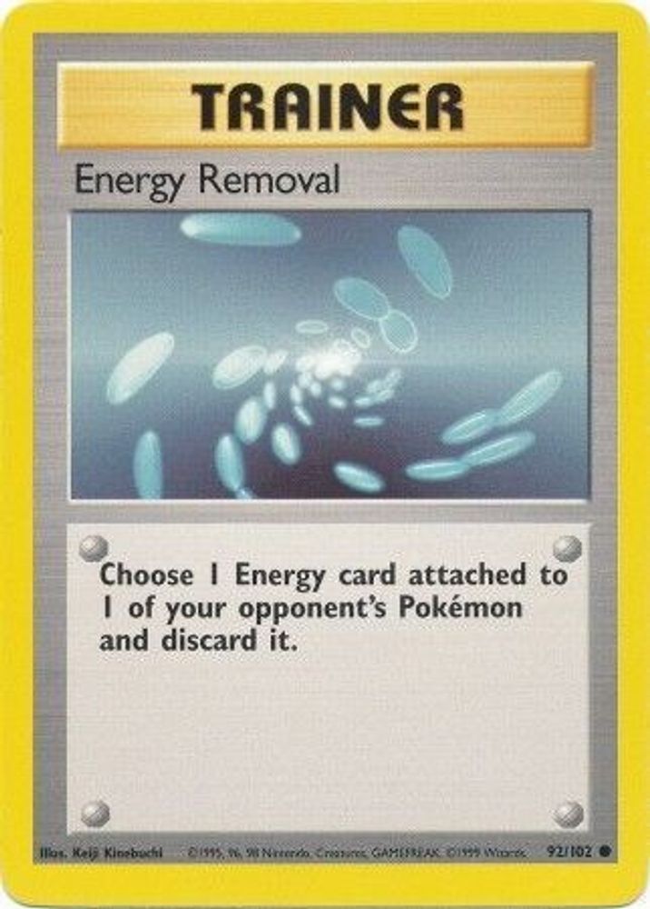 Energy Removal - 92/102 Base Set Unlimited Common Pokemon - NM