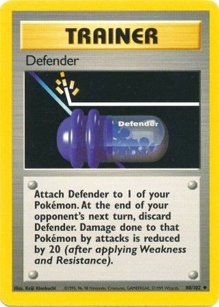 Defender - 80/102 Base Set Unlimited Uncommon Pokemon - NM