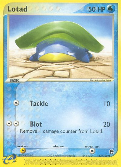 Lotad - 67/100 Sandstorm Common Pokemon - NM
