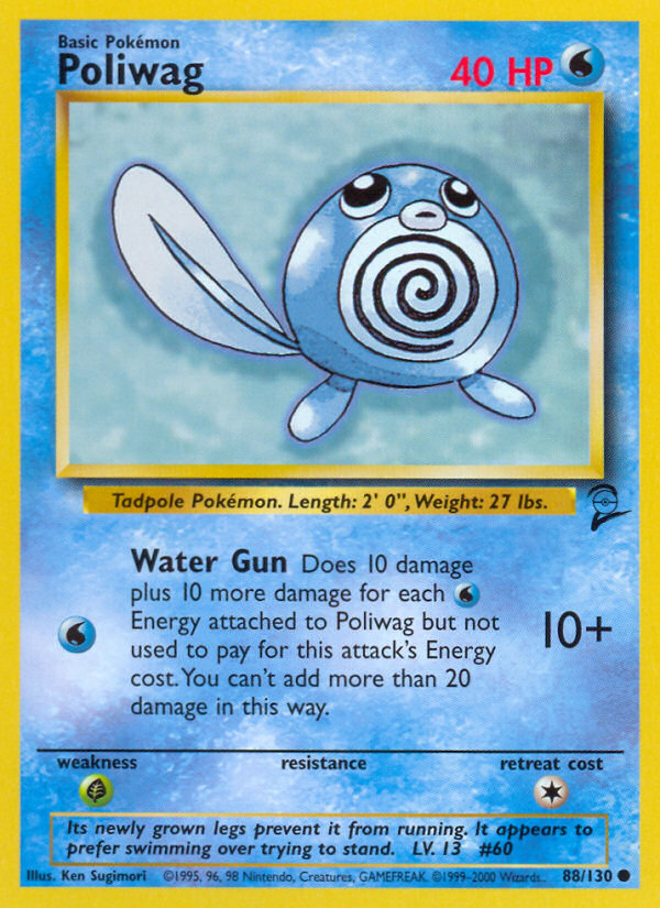 Poliwag - 88/130 Base Set 2 Common Pokemon - NM