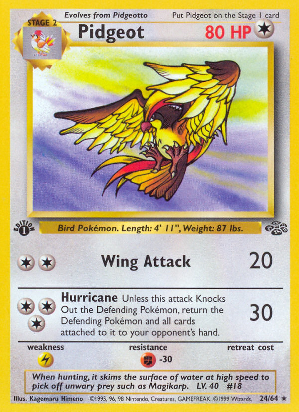 Pidgeot - 24/64 Jungle Rare Unlimited Pokemon - NM