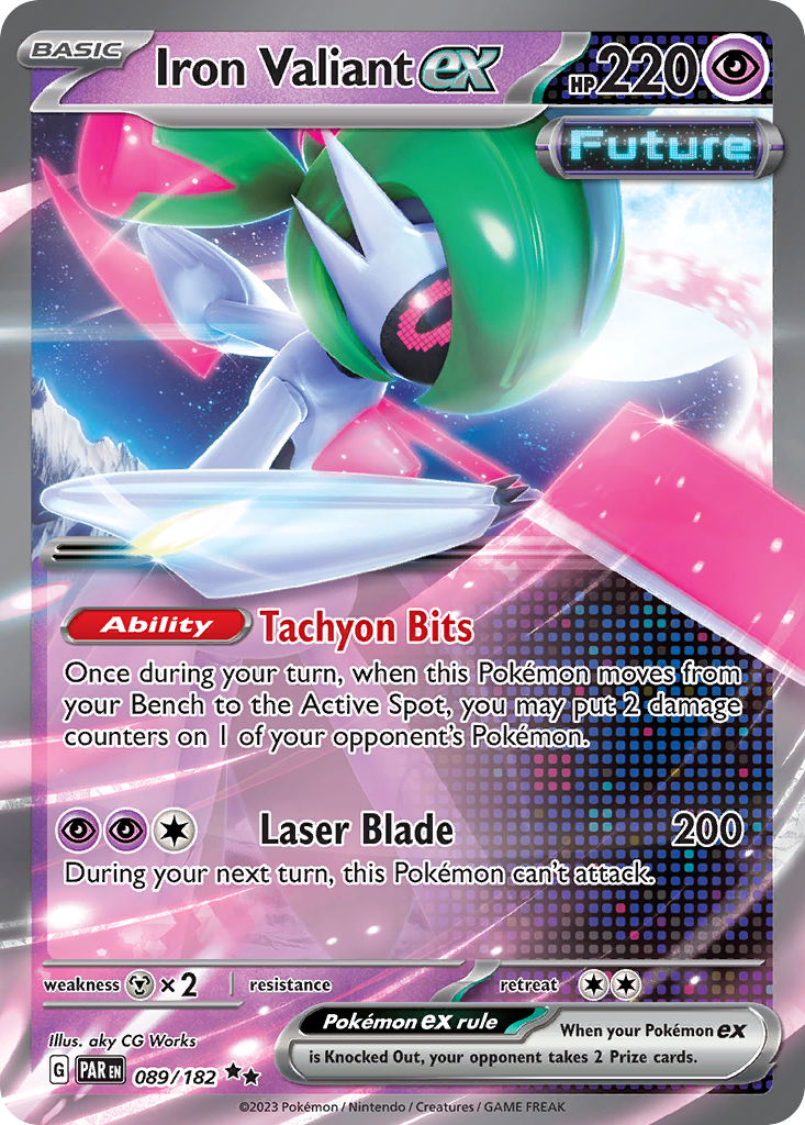 Iron Valiant ex - 089/182 Paradox Rift Double Rare Holo Pokemon - NM