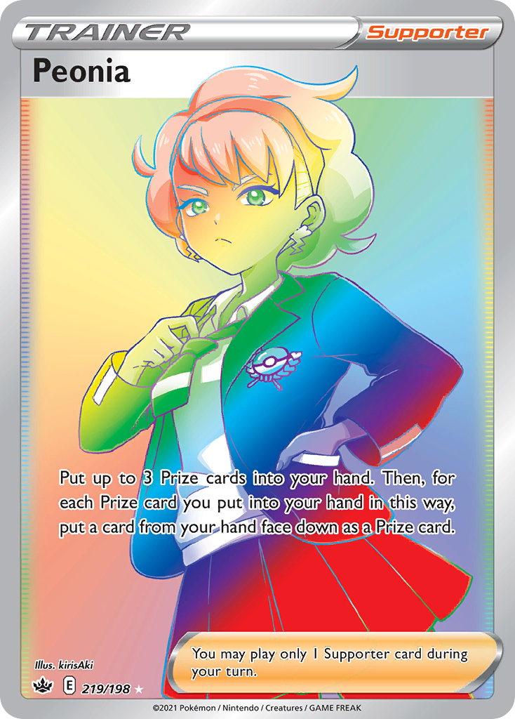 Peonia - 219/198 Chilling Reign Rainbow Rare Holo Pokemon - NM