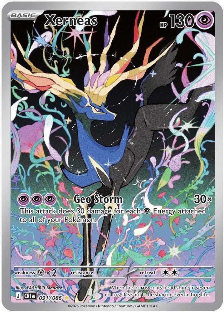 Xerneas - 091/086 Chaos Rising Holo Illustration Rare Pokemon - NM