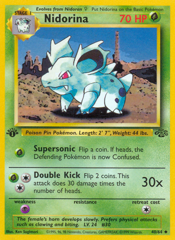 Nidorina - 40/64 Jungle Uncommon Unlimited Pokemon - NM