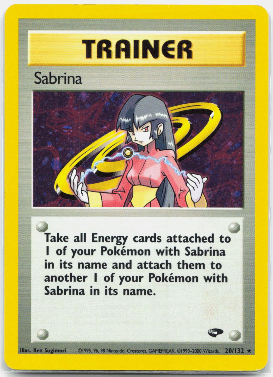 Sabrina - 20/132 Gym Challenge Unlimited Holo Rare SWIRL Pokemon - LP/MP