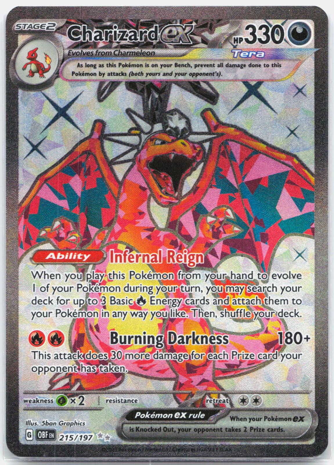 Charizard ex - 215/197 Obsidian Flames Full Art Pokemon - NM