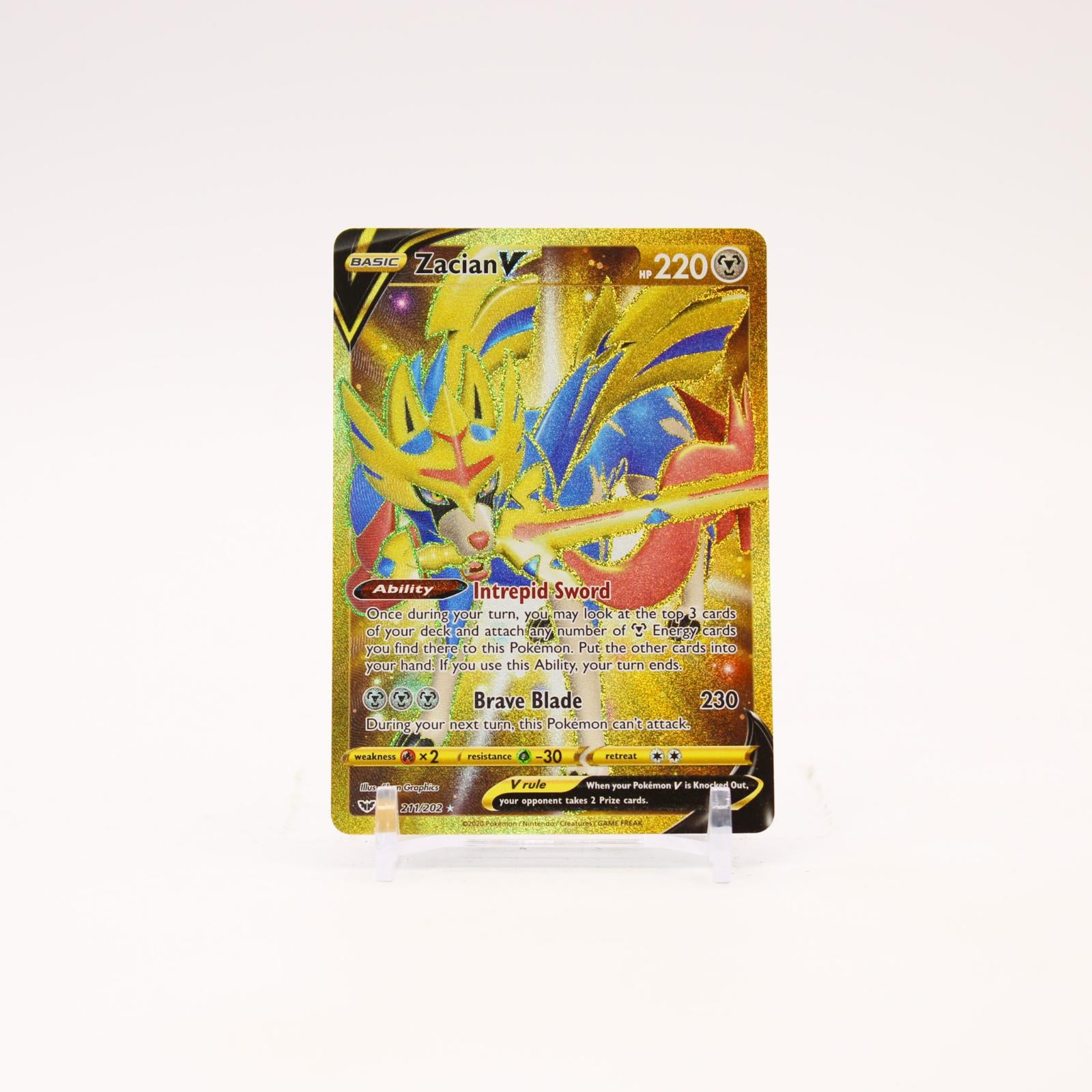 Zacian V - 211/202 Sword & Shield Holo Gold Pokemon - NM/MINT