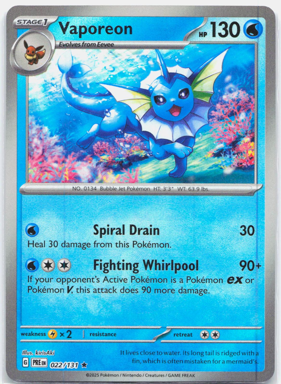 Vaporeon - 022/131 Prismatic Evolutions Master Ball Holo Rare Pokemon - NM