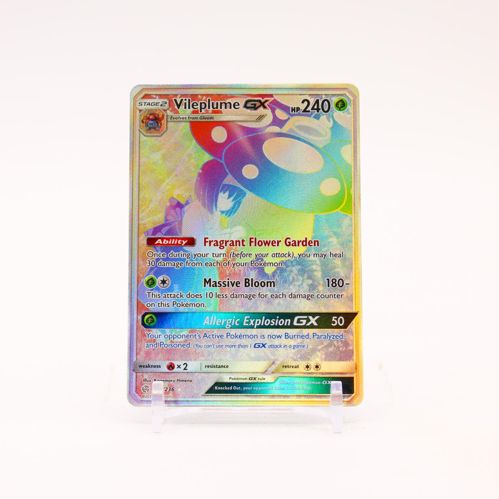 Vileplume GX - 250/236 Cosmic Eclipse Holo Rainbow Pokemon - NM
