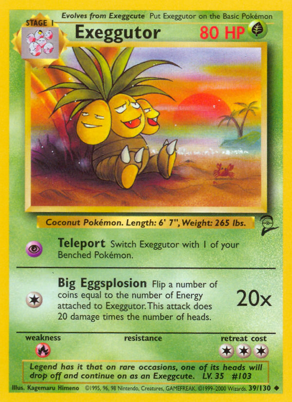 Exeggutor - 39/130 Base Set 2 Uncommon Pokemon - NM