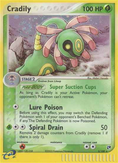 Cradily - 3/100 Sandstorm Rare Holo Pokemon - NM