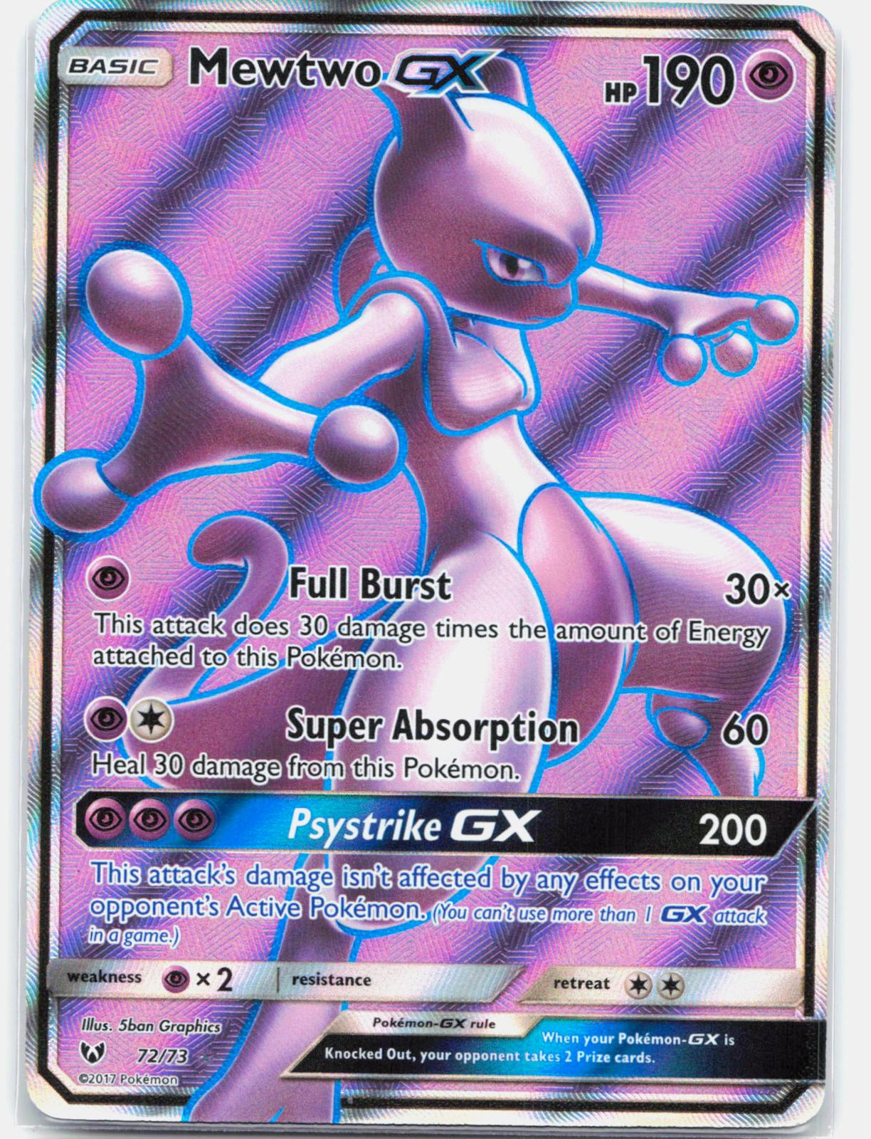 Mewtwo GX - 72/73 Shining Legends Full Art Pokemon - NM