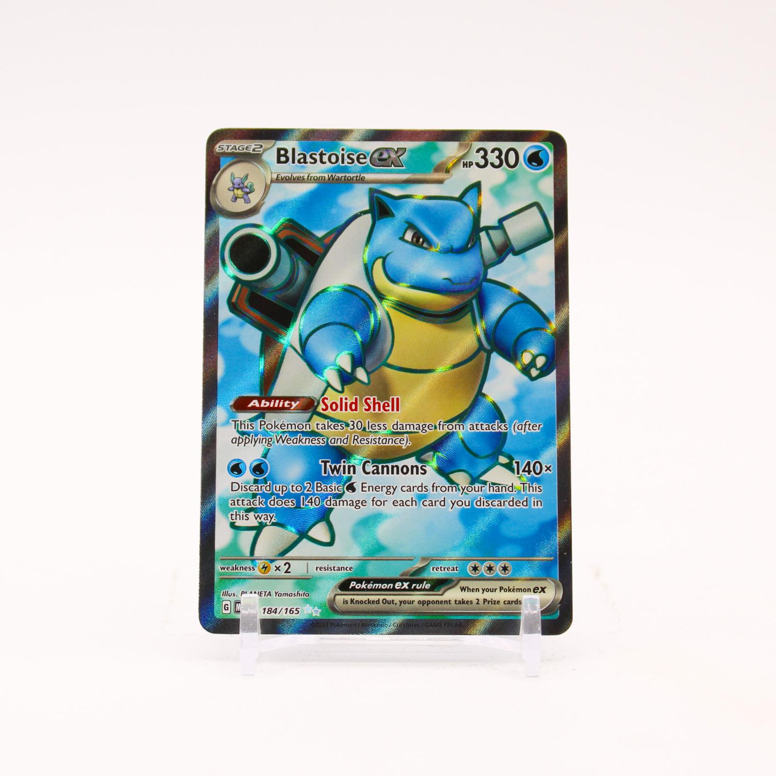 Blastoise ex - 184/165 151 Holo Full Art Pokemon - NM/LP