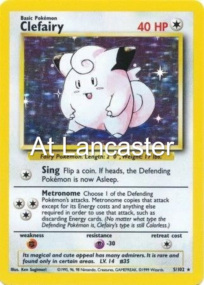 Clefairy - 5/102 Base Set Unlimited Holo Rare Pokemon - LP/MP (Lanc)
