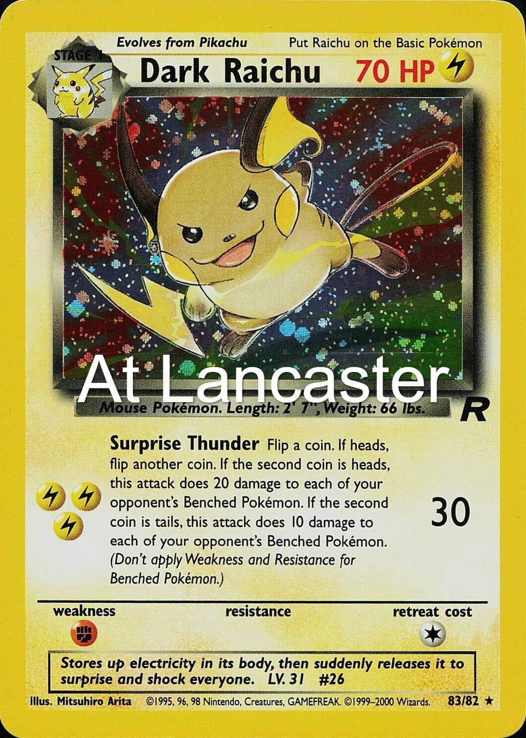 Dark Raichu - 83/82 Team Rocket Unlimited Secret Rare Pokemon - NM/LP (Lanc)