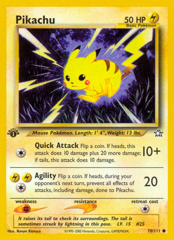 Pikachu - 70/111 Neo Genesis Common Unlimited Pokemon - NM