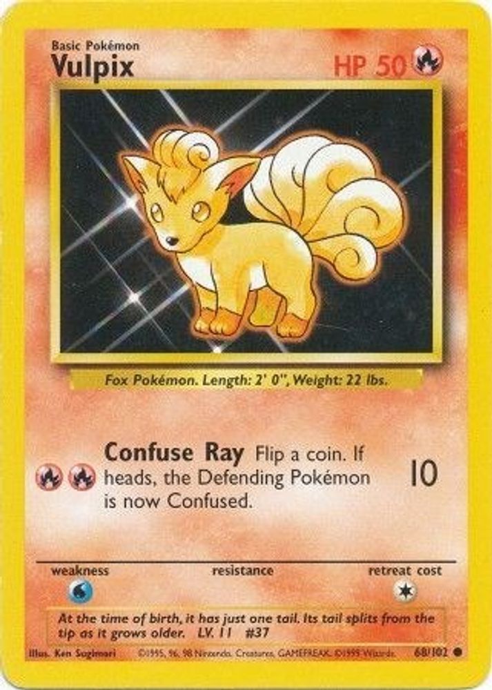 Vulpix - 68/102 Base Set Unlimited Common Pokemon - NM