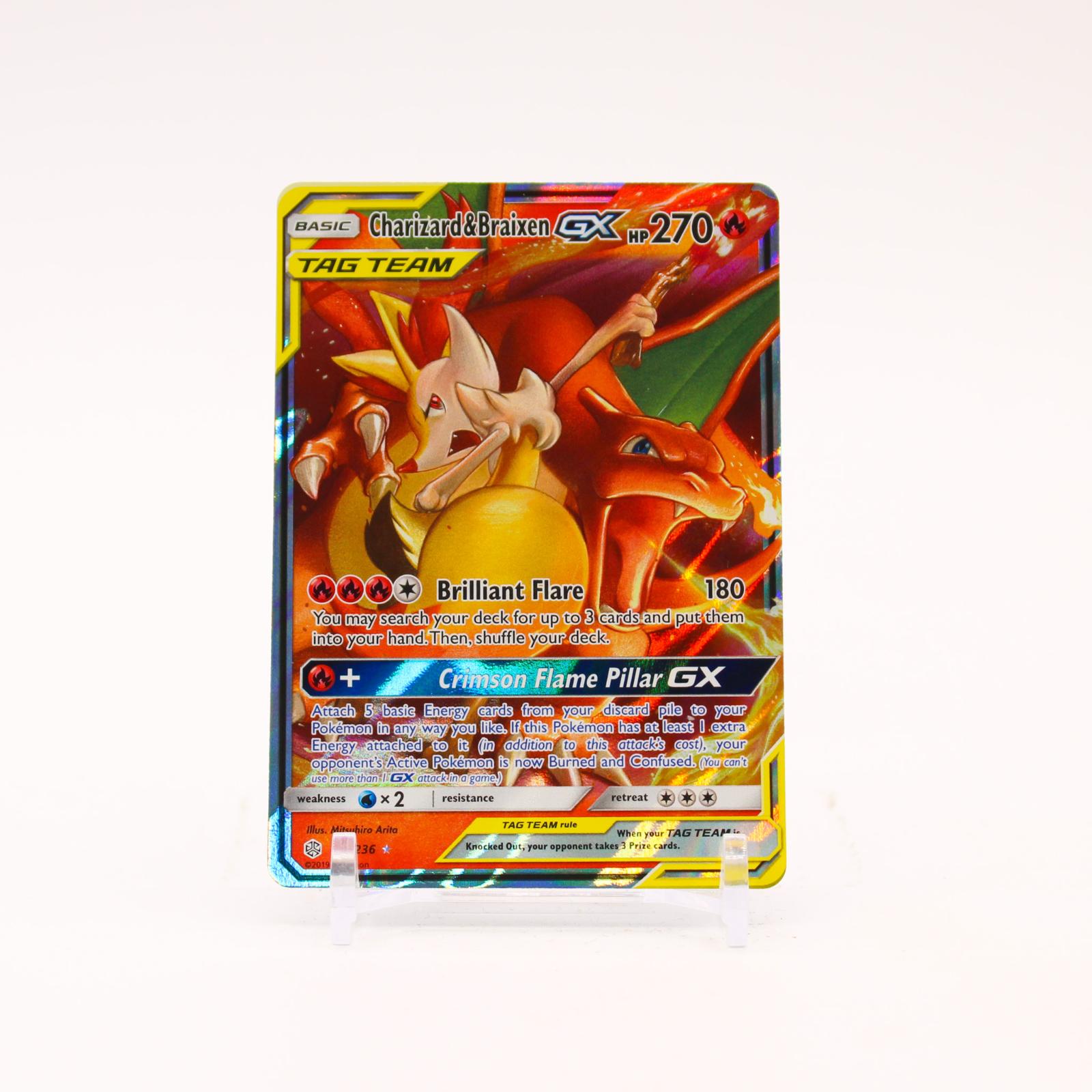 Charizard & Braixen GX - 22/236 Cosmic Eclipse Holo Ultra Rare Pokemon - NM