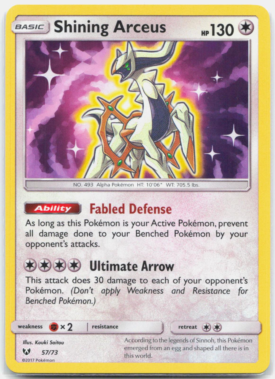 Shining Arceus - 57/73 Shining Legends Holo Rare Shiny Pokemon - NM