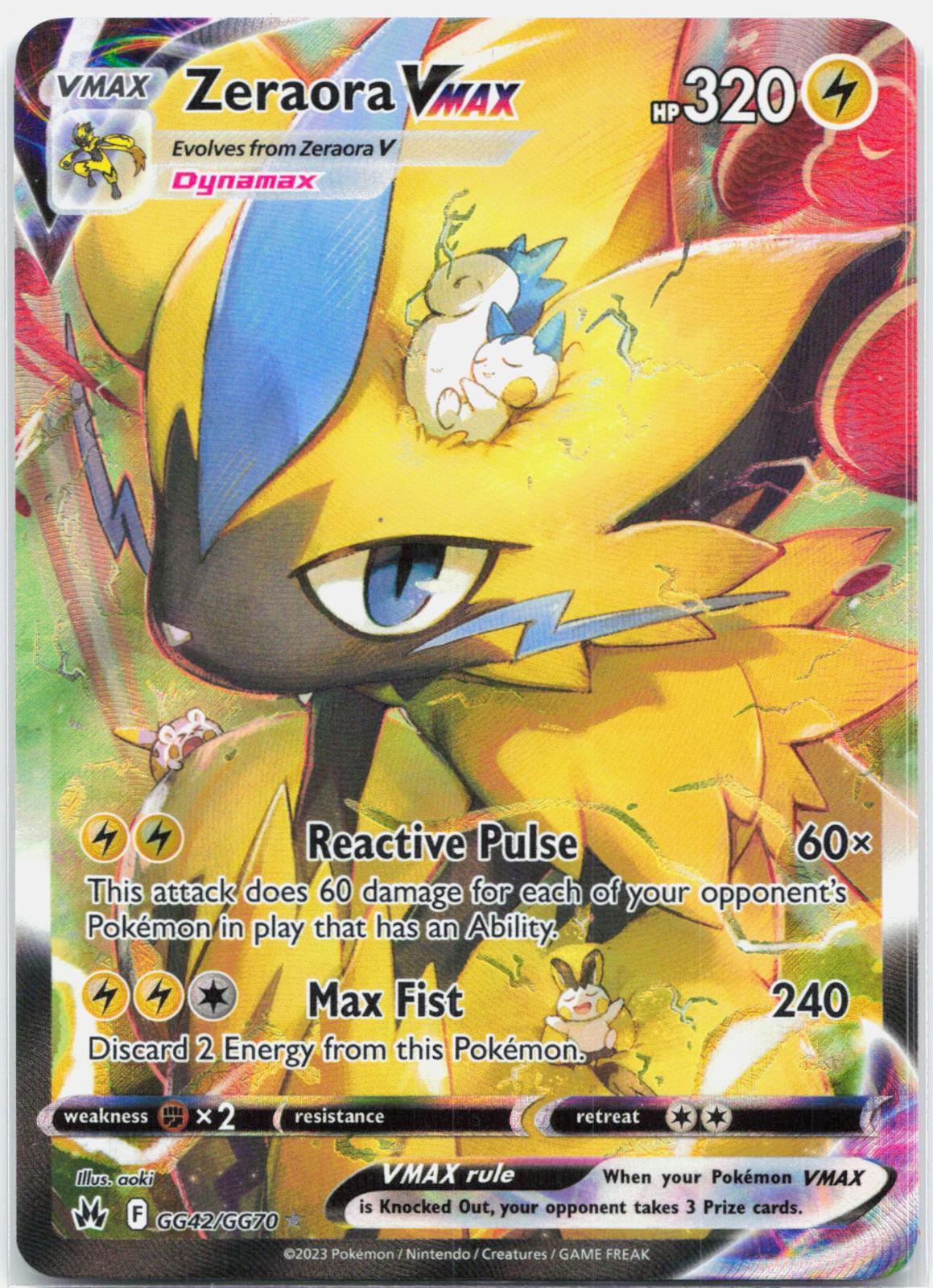 Zeraora Vmax - GG42/GG70 Crown Zenith Galarian Gallery Pokemon - NM