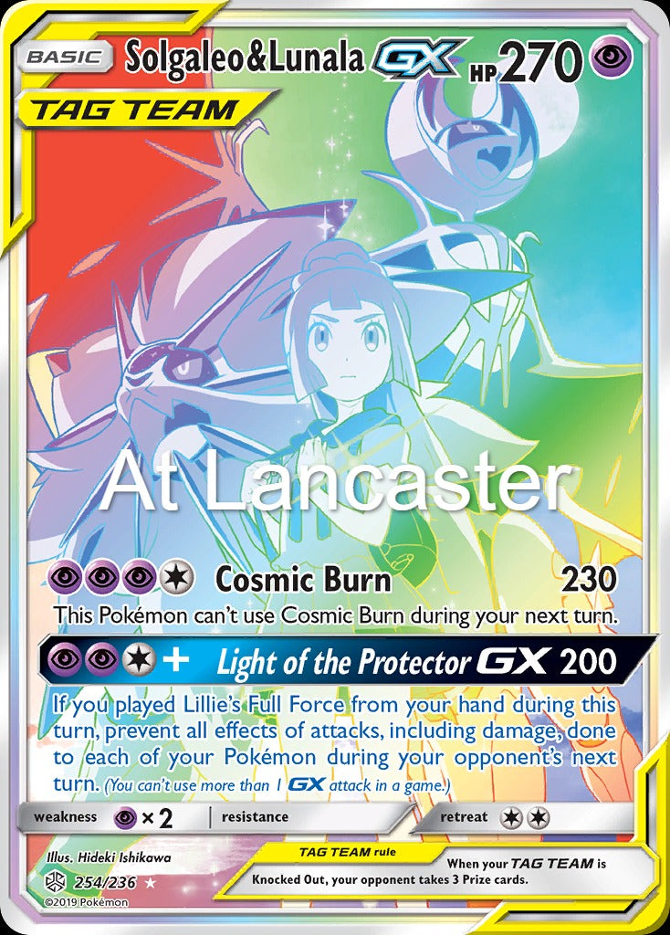 Solgaleo & Lunala GX - 254/236 Cosmic Eclipse Rainbow Rare Pokemon - LP/MP (Lanc)
