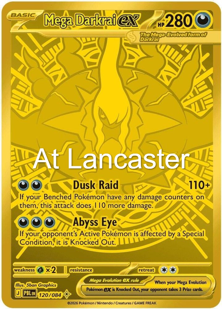 Mega Darkrai ex - 120/084 Pitch Black Mega Hyper Rare Pokemon - NM (Lanc)