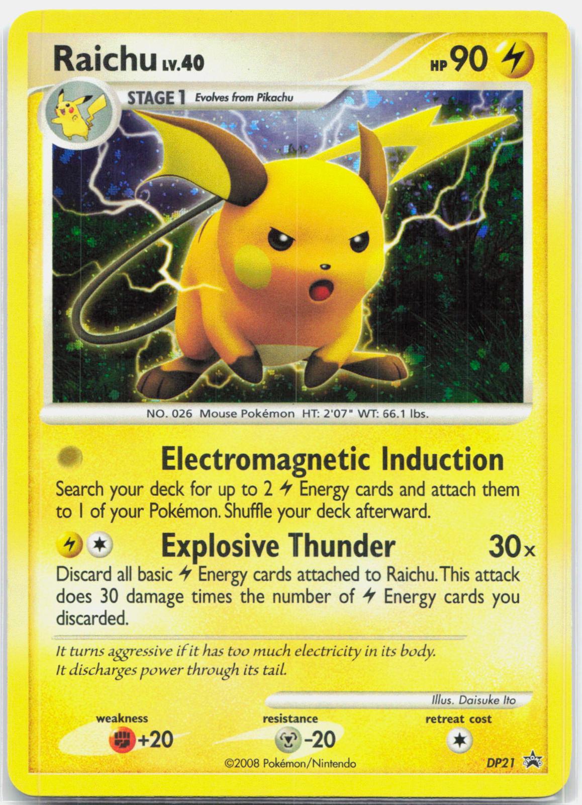 Raichu - DP21 Diamond and Pearl Holo Promo Pokemon - LP