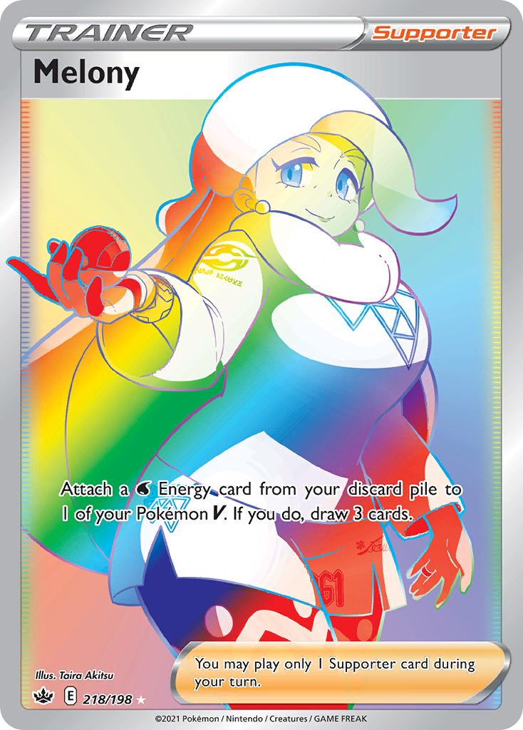 Melony - 218/198 Chilling Reign Rainbow Rare Holo Pokemon - NM