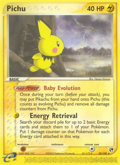 Pichu - 20/100 Sandstorm Rare Pokemon - NM