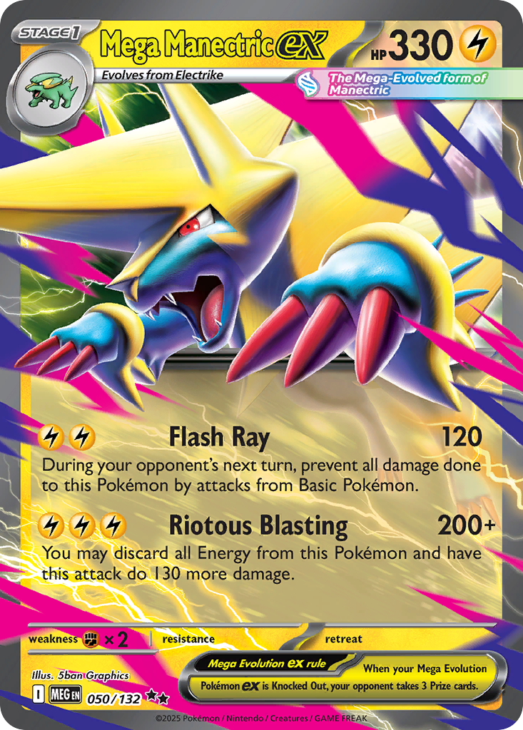 Mega Manectric ex - 050/132 Mega Evolution Double Rare Holo Pokemon - NM