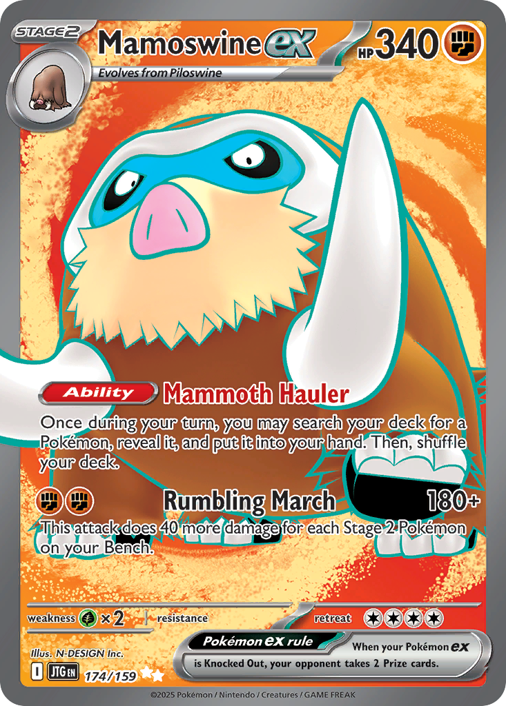 Mamoswine ex - 174/159 Journey Together Ultra Rare Holo Pokemon - NM