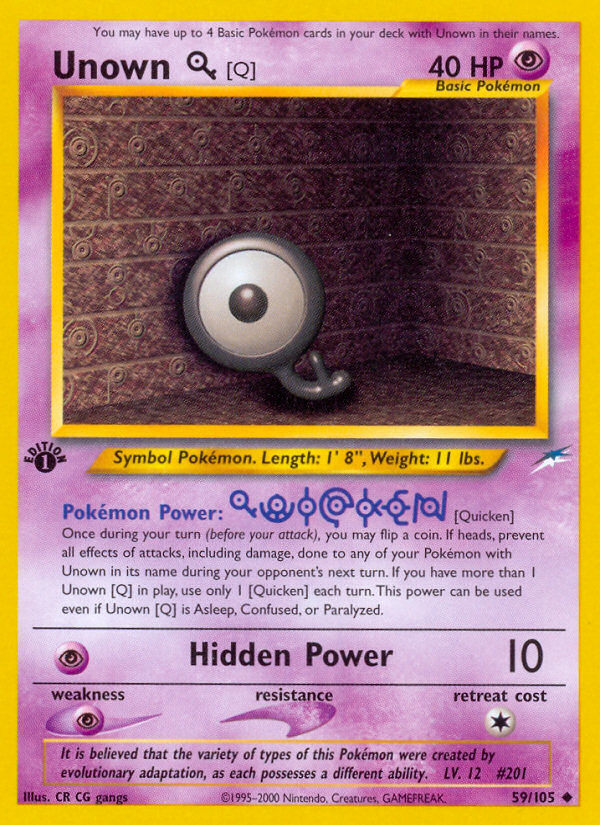 Unown [Q] - 59/105 Neo Destiny Uncommon Unlimited Pokemon - NM