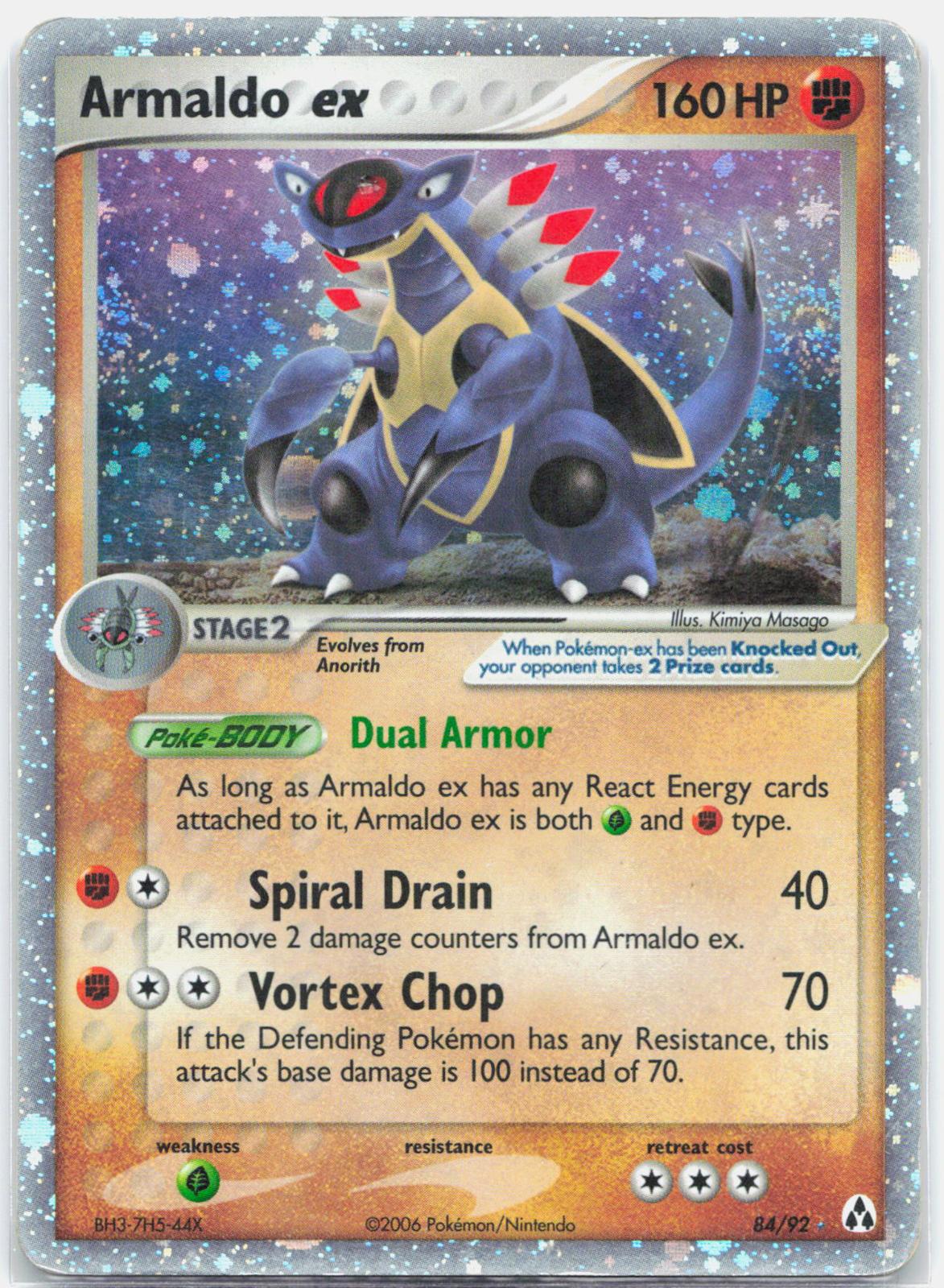 Armaldo ex - 84/92 Legend Maker Holo Ultra Rare SWIRL Pokemon - DMG