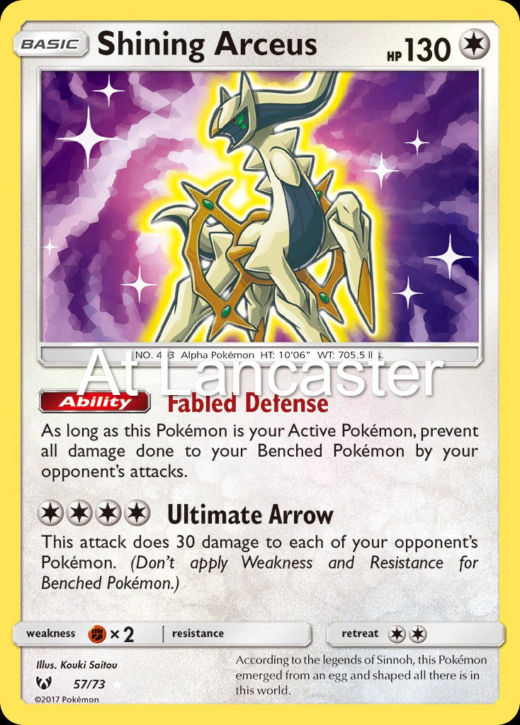 Shining Arceus - 57/73 Shining Legends Rare Shining Pokemon - NM (Lanc)