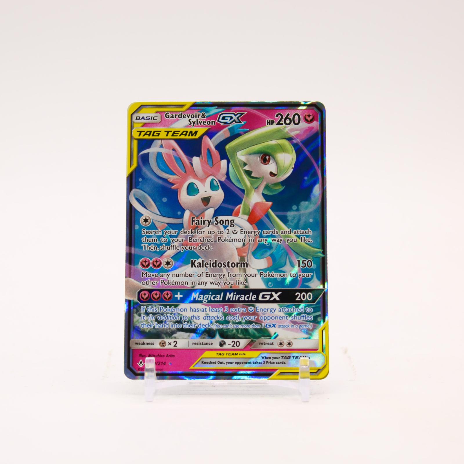Gardevoir & Sylveon GX - 130/214 Unbroken Bonds Holo Ultra Rare Pokemon - NM/LP