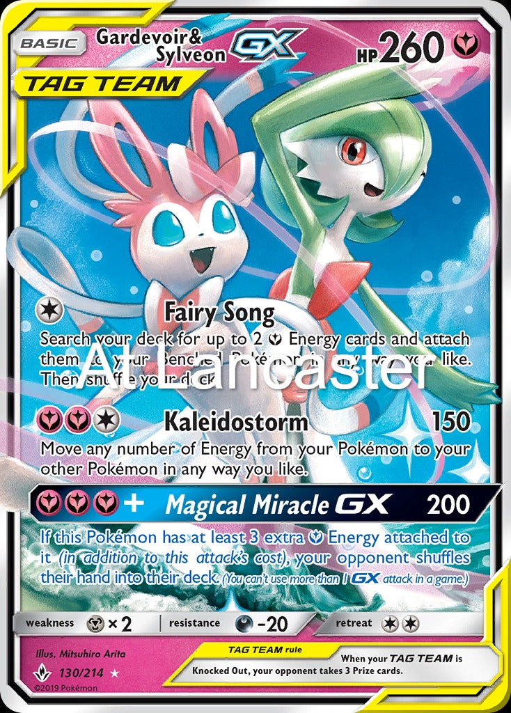 Gardevoir & Sylveon GX - 130/214 Unbroken Bonds GX Rare Pokemon - NM (Lanc)